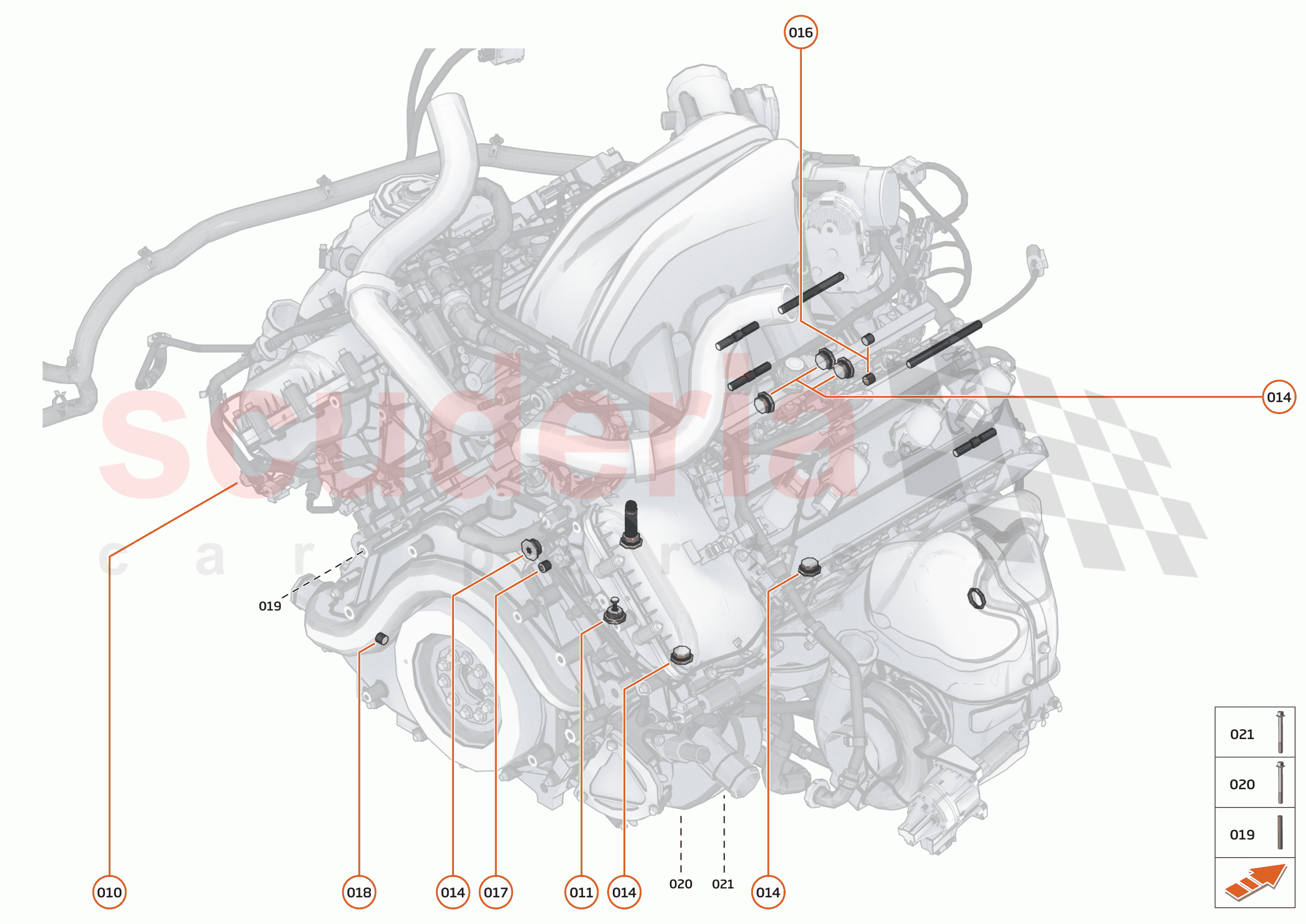 21 - ENGINE - 21.9 - POWER UNIT ASSEMBLY & CYLINDER BLOCK HARDWARE of McLaren McLaren Elva