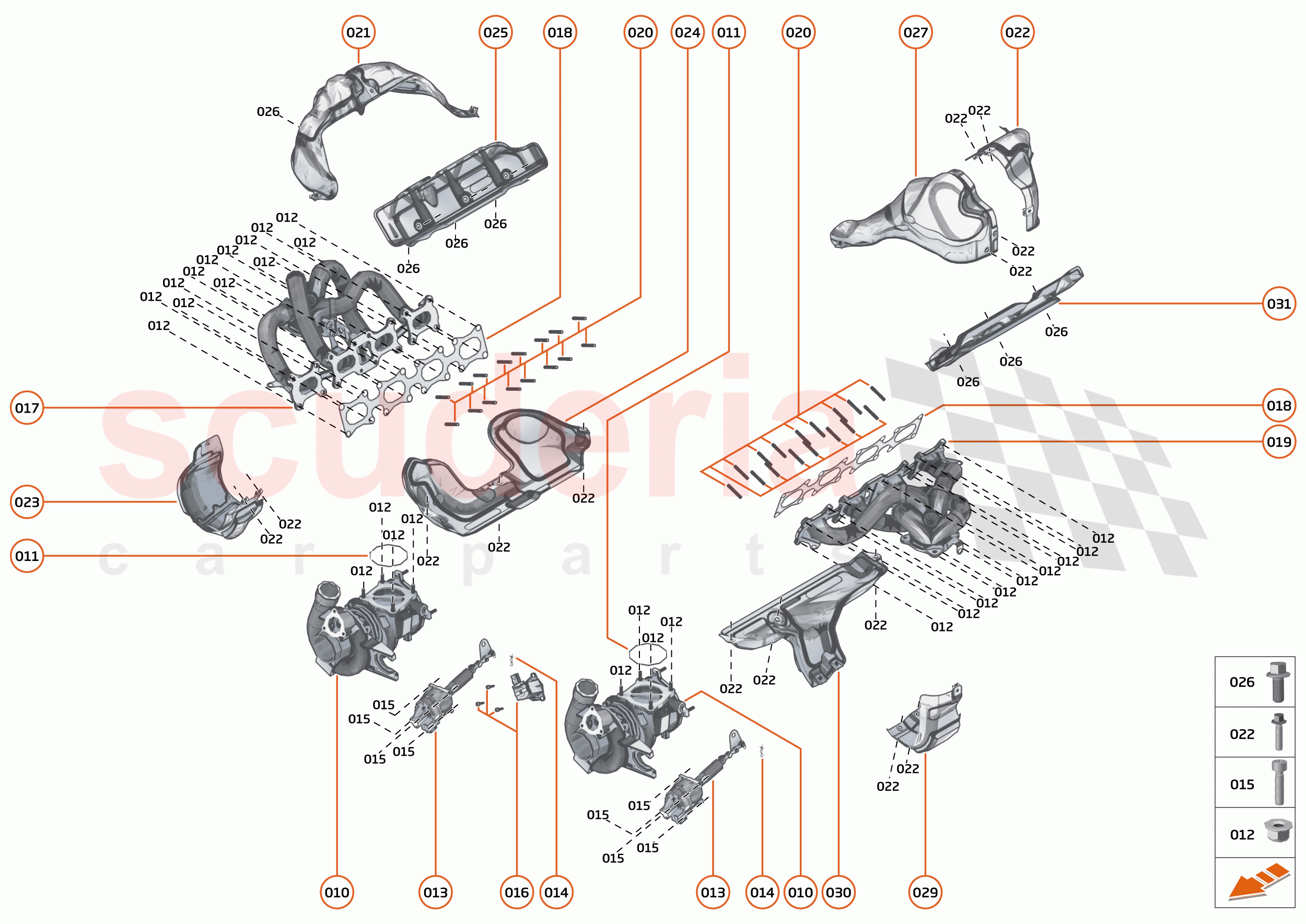 33 - ENGINE - 33.5 - EXHAUST MANIFOLD & TURBOCHARGERS of McLaren McLaren 720S Spider