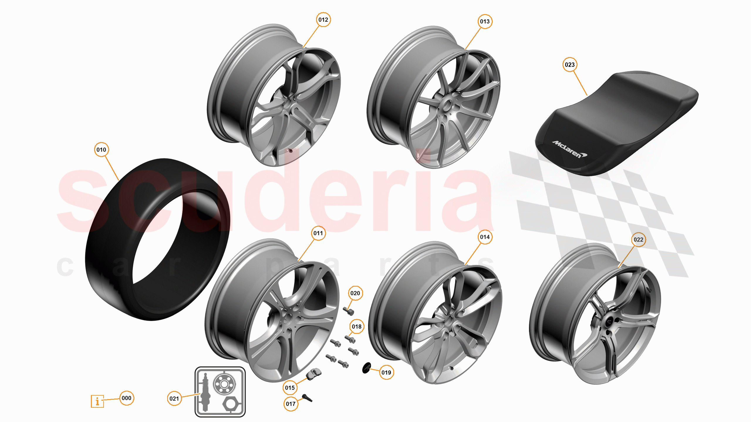 8 - B3 - WHEELS AND TYRES - 8.1 - 01 - WHEEL ASSEMBLY of McLaren McLaren 625C Spider