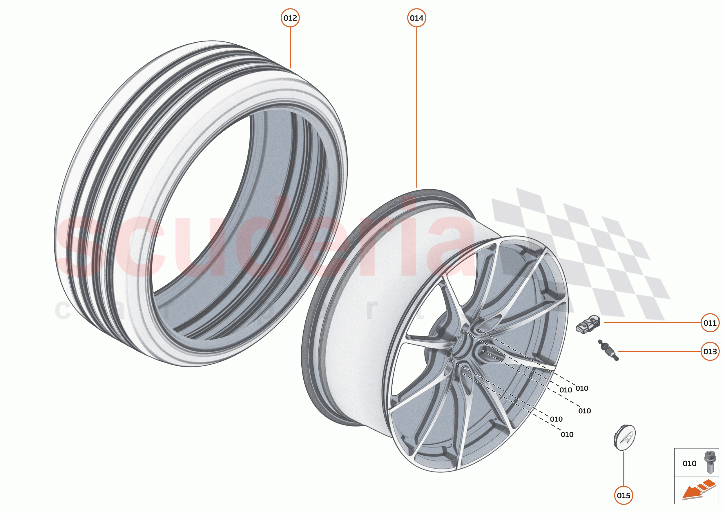 23 - SUSPENSION - WHEELS AND TYRES REAR - 23.1 - WHEEL AND TYRE ASSEMBLIES REAR of McLaren McLaren 765LT Spider