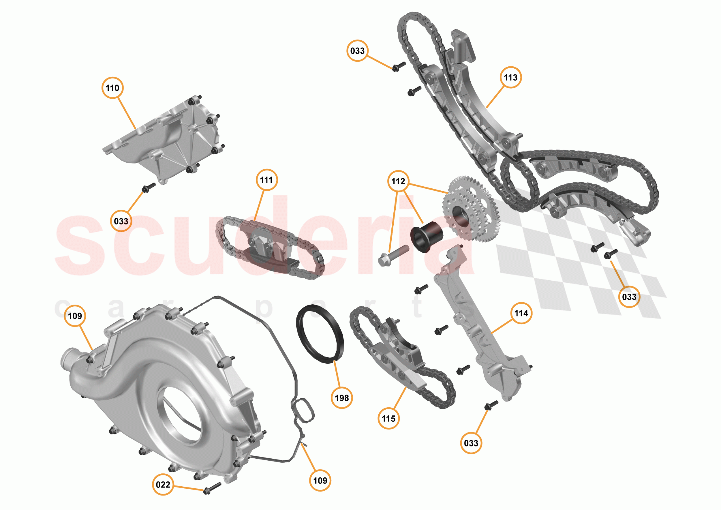 16 - F1 - POWER UNIT - 16.10 - 01 - POWER UNIT - FRONT COVER + TIMING CHAINS of McLaren McLaren 12C Spider