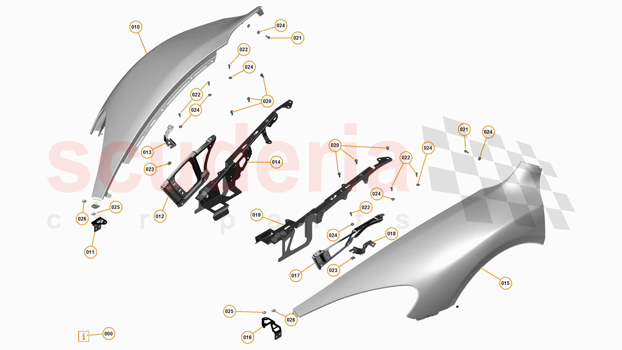 4 - A4 - PANELS, GLAZING, AND PAINT - 4.3 - 03 - FRONT FENDERS - 625C & 650S of McLaren McLaren 650S Spider