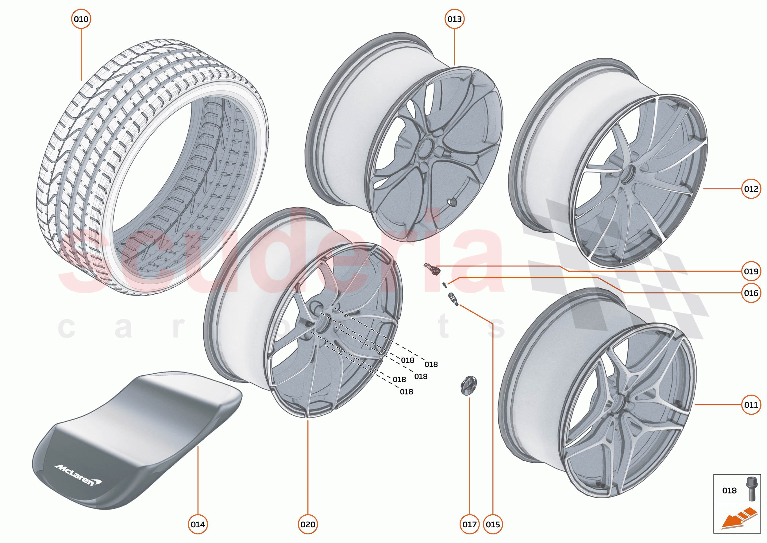 21 - SUSPENSION - WHEELS AND TYRES REAR - 21.1 - WHEEL AND TYRE ASSEMBLIES REAR of McLaren McLaren 720S Spider