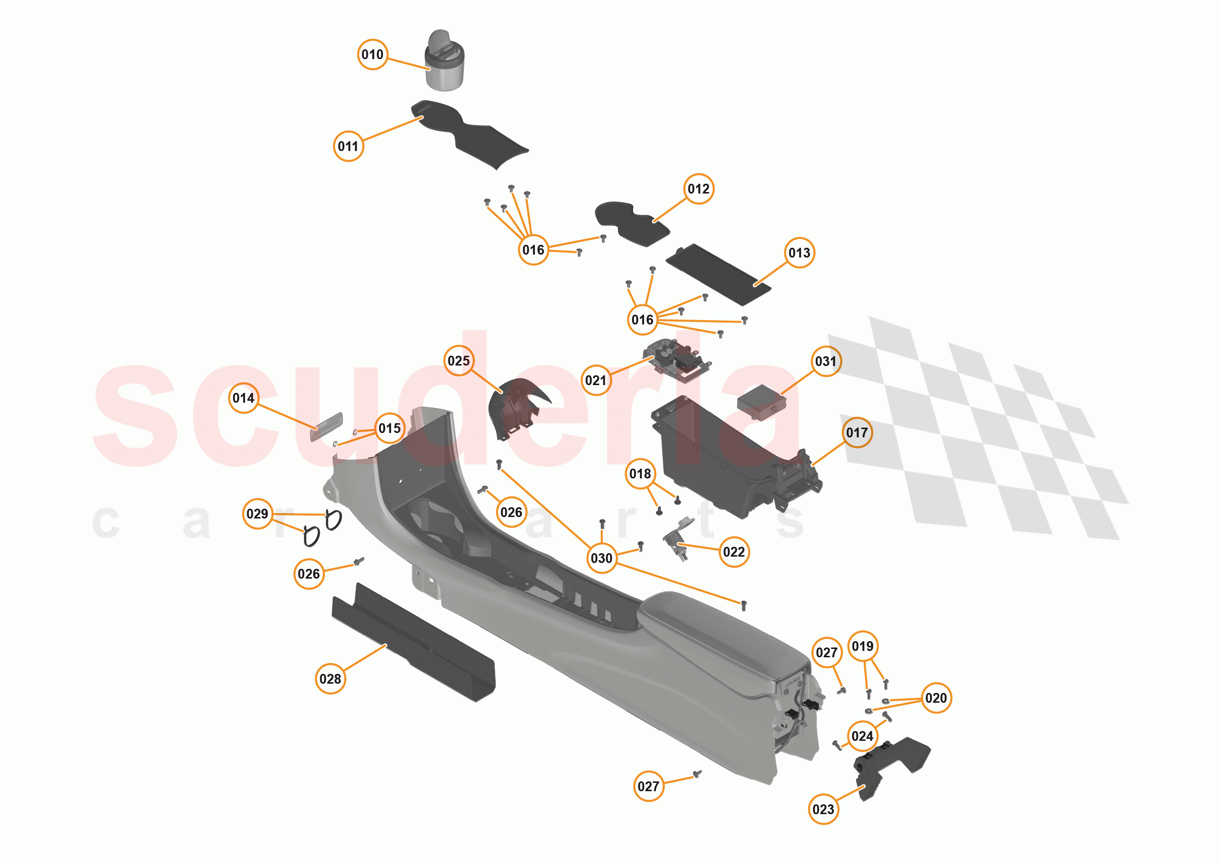 47 - INTERIOR SYSTEMS - 47.6 - TUNNEL CONSOLE - COMPONENTS & HARDWARE of McLaren McLaren 540C Coupe