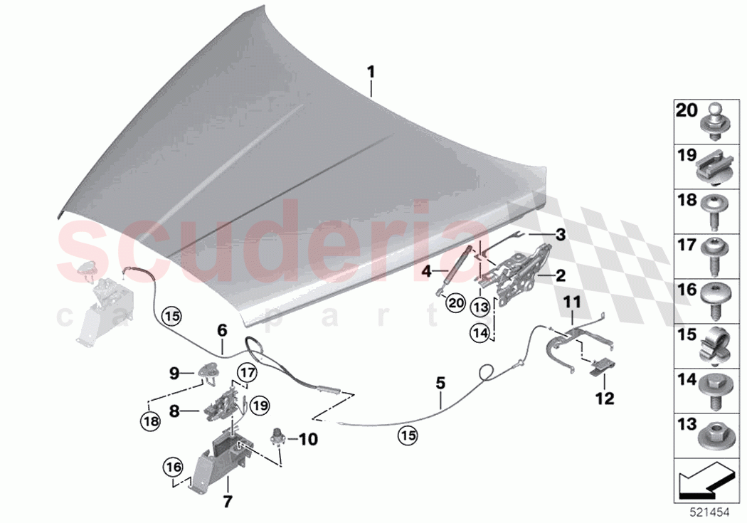 Engine hood mounting parts of Rolls Royce Rolls Royce Cullinan RR31(2017-2023)