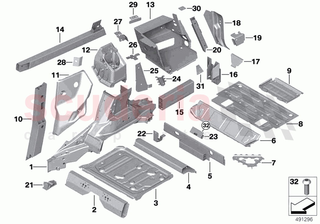 Floor panel trunk wheel housing rear of Rolls Royce Rolls Royce Cullinan RR31(2017-2023)