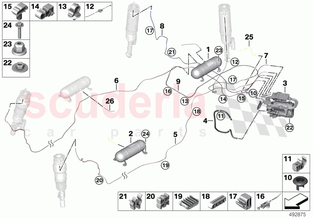 Levelling device tubing attaching parts of Rolls Royce Rolls Royce Cullinan RR31(2017-2023)