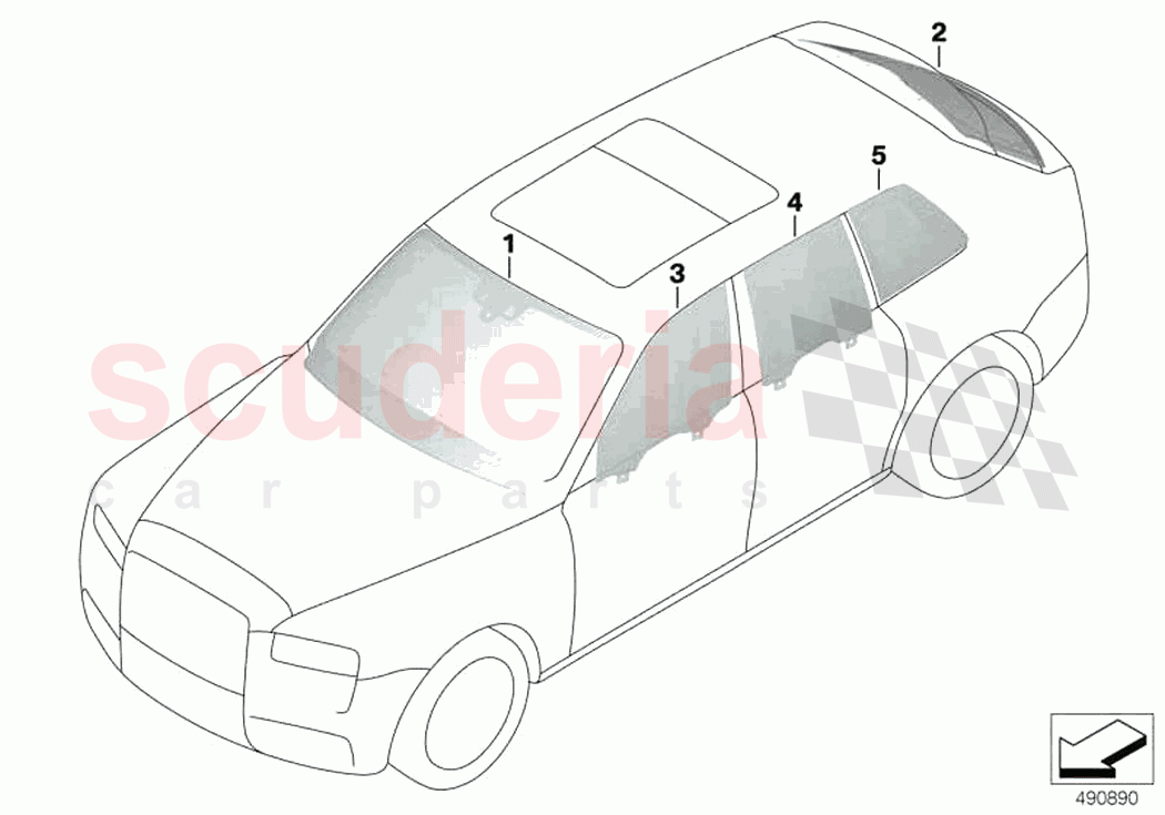 Glazing of Rolls Royce Rolls Royce Cullinan RR31(2017-2023)