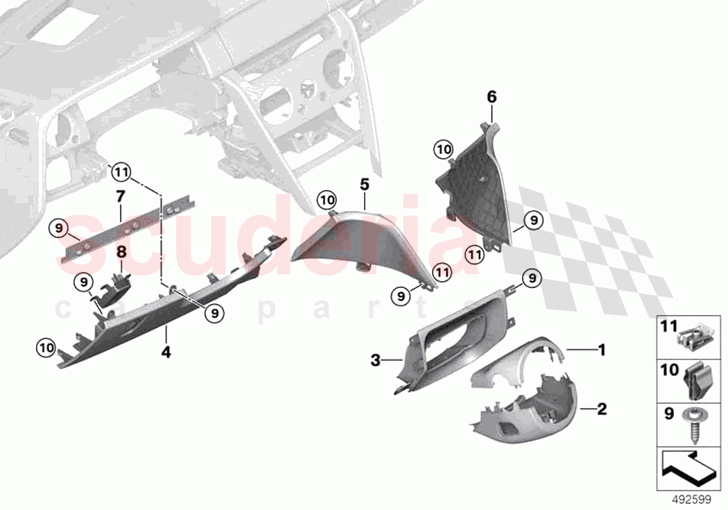 Instrument panel bottom section of Rolls Royce Rolls Royce Cullinan RR31(2017-2023)