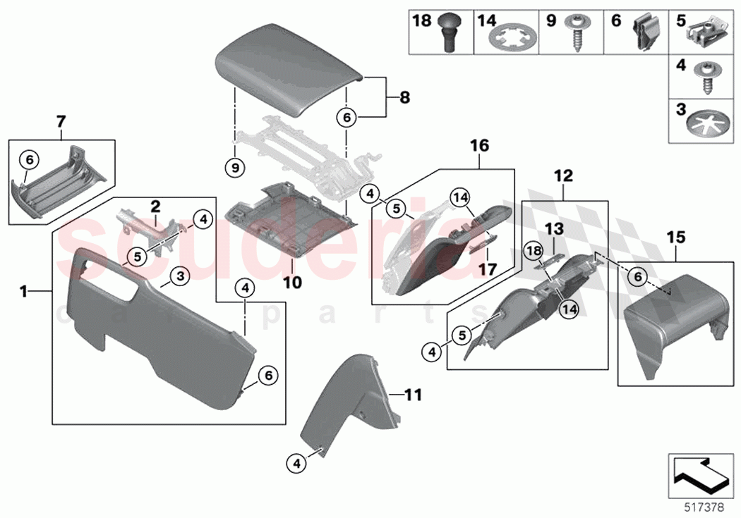 Mntg parts centre console rear comp of Rolls Royce Rolls Royce Cullinan RR31(2017-2023)