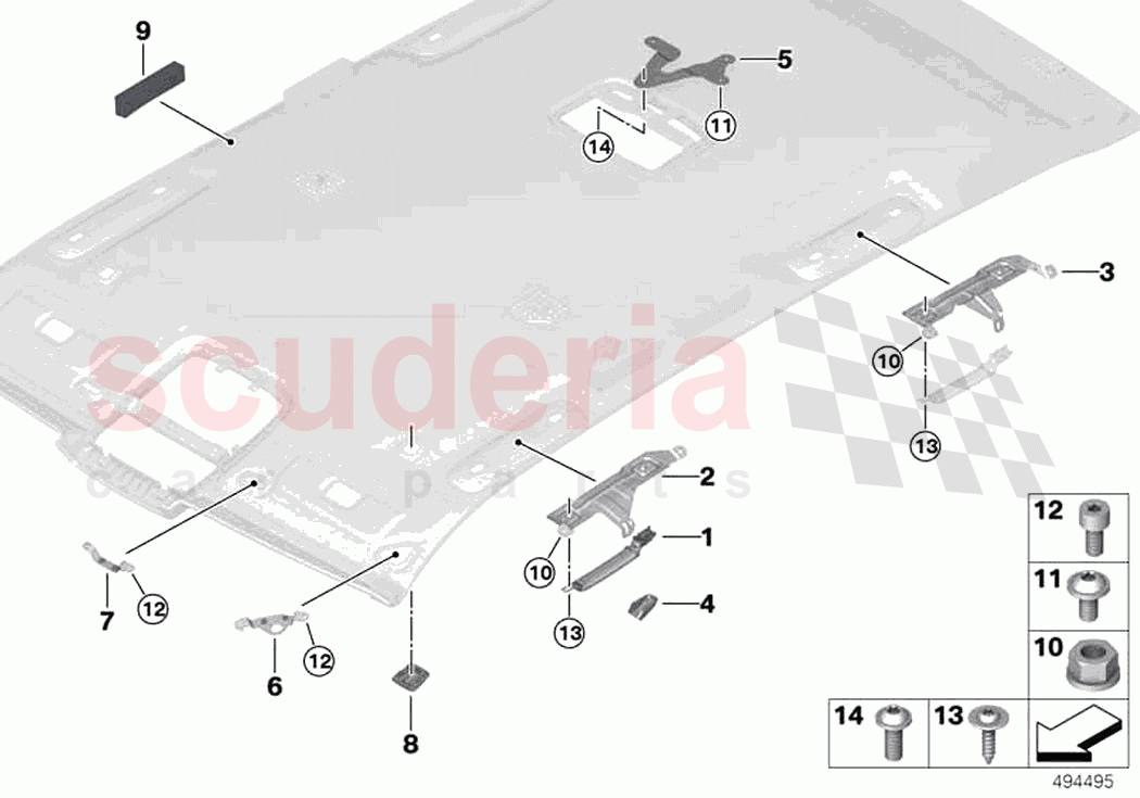 Mounting parts roofliner of Rolls Royce Rolls Royce Cullinan RR31(2017-2023)