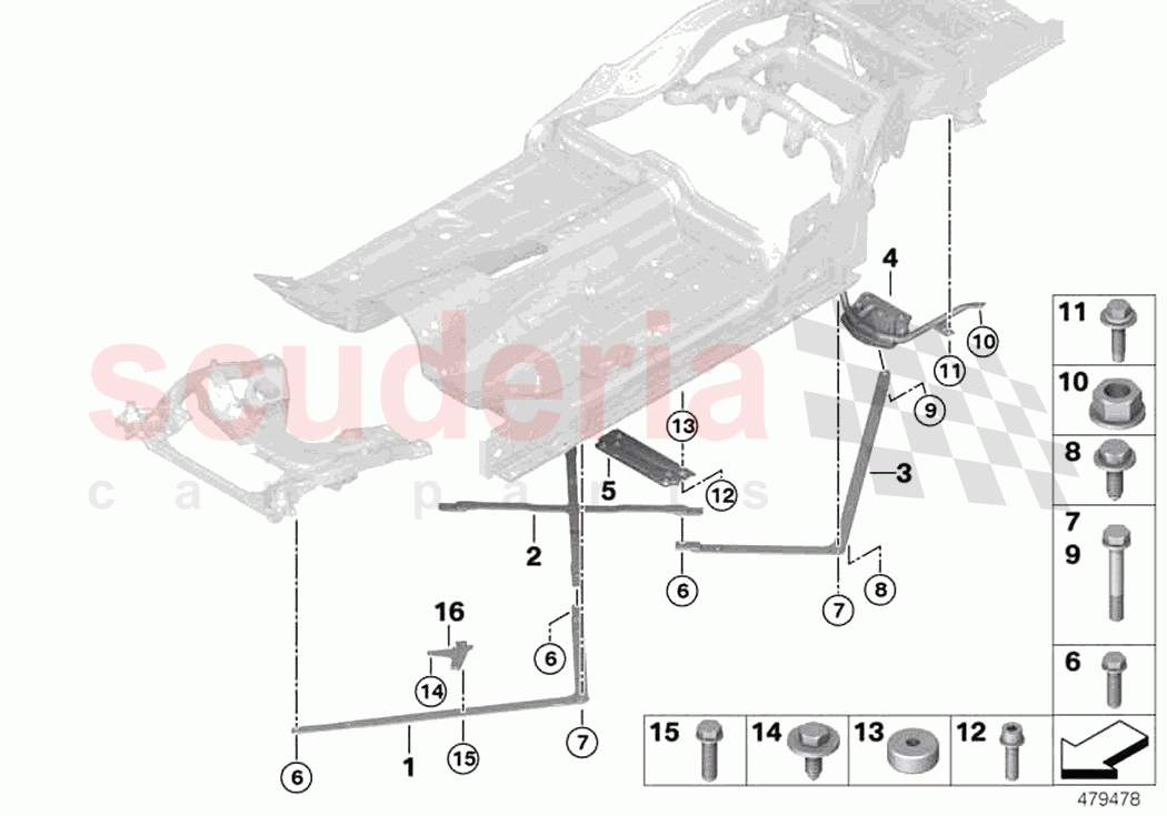 Brace for body rear end of Rolls Royce Rolls Royce Dawn RR6(2017-2023)