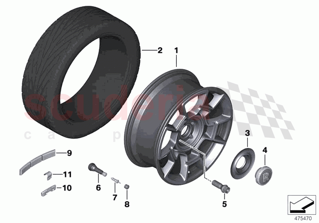 Light alloy wheel styling 676 of Rolls Royce Rolls Royce Dawn RR6(2017-2023)