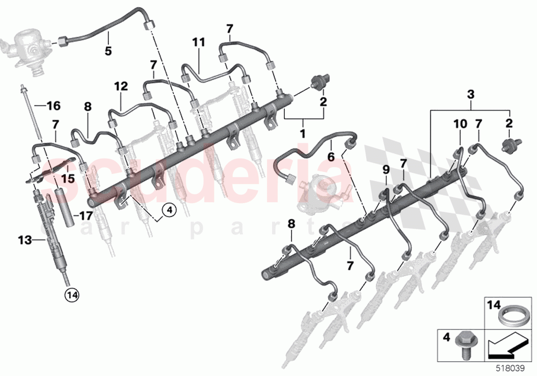 High pressure rail injector line of Rolls Royce Rolls Royce Ghost Extended RR22(2019-2023)
