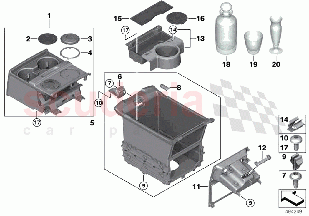 Storage comp cen console rear pass comp of Rolls Royce Rolls Royce Ghost Extended RR22(2019-2023)