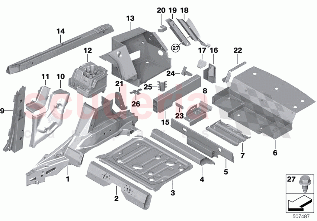 Floor panel trunk wheel housing rear of Rolls Royce Rolls Royce Ghost RR21(2019-2023)