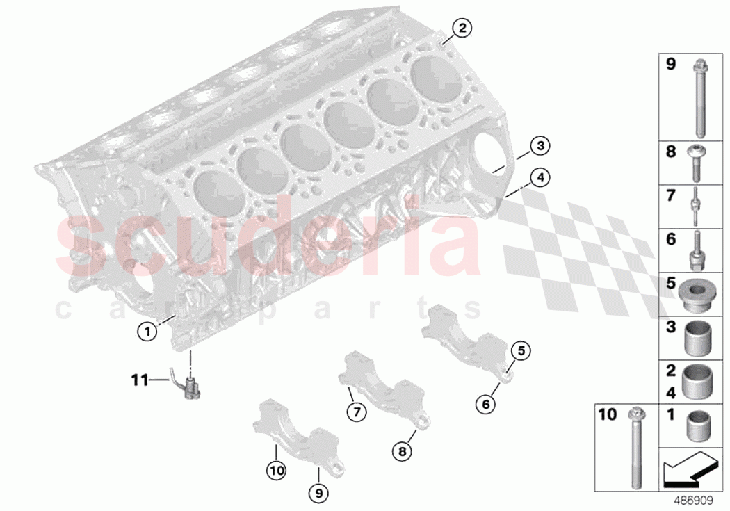 Engine block mounting parts of Rolls Royce Rolls Royce Ghost RR21(2019-2023)
