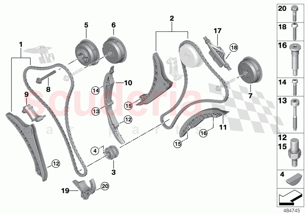 Timing and valve train timing chain of Rolls Royce Rolls Royce Ghost RR21(2019-2023)