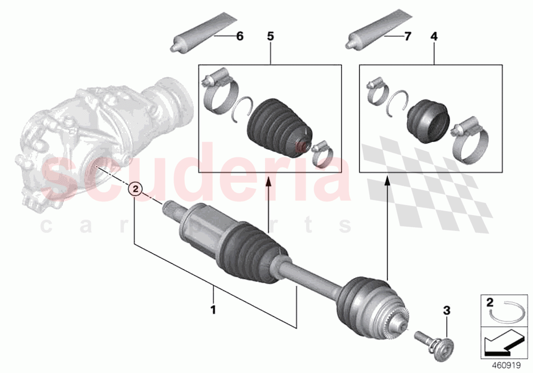 Output shaft front left all wheel of Rolls Royce Rolls Royce Ghost RR21(2019-2023)