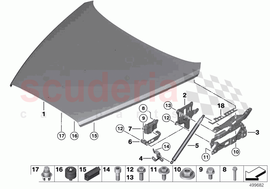 Engine hood mounting parts of Rolls Royce Rolls Royce Ghost RR4(2017-2019)