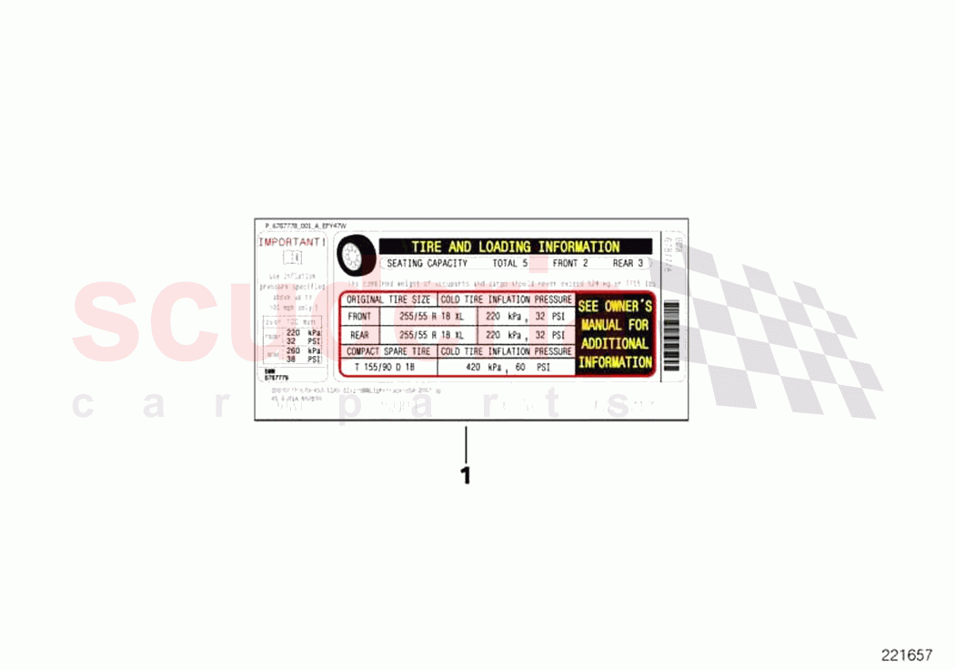 Label tire pressure of Rolls Royce Rolls Royce Ghost RR4(2017-2019)