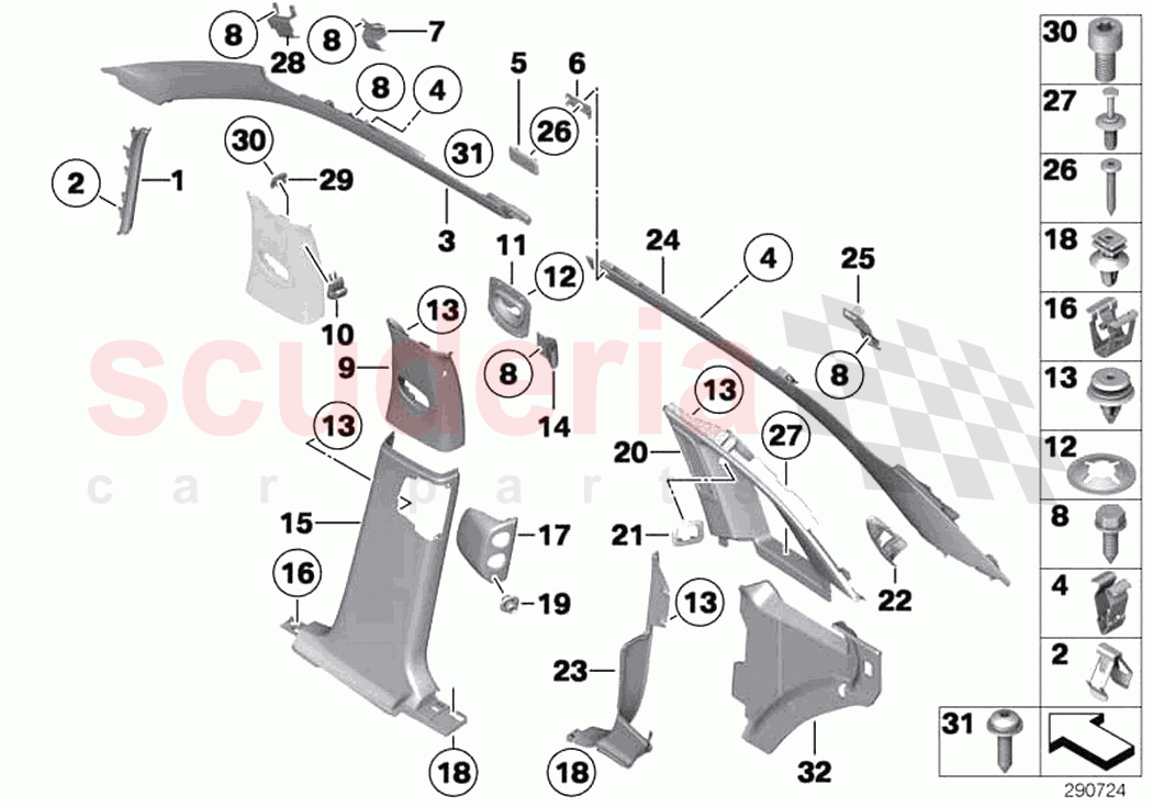 Trim panel A B C Column of Rolls Royce Rolls Royce Ghost RR4(2017-2019)