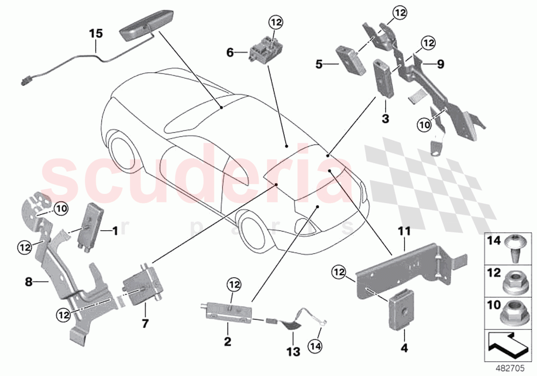Component parts aerial system of Rolls Royce Rolls Royce Phantom Extended RR12(2017-2023)