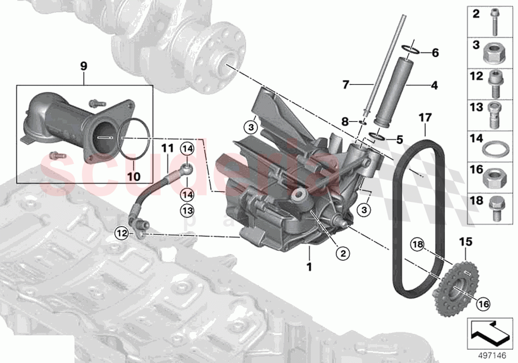 Lubrication system Oil pump with drive of Rolls Royce Rolls Royce Phantom Extended RR12(2017-2023)