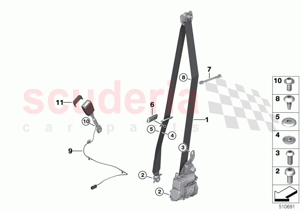 Safety belt front of Rolls Royce Rolls Royce Phantom Extended RR12(2017-2023)