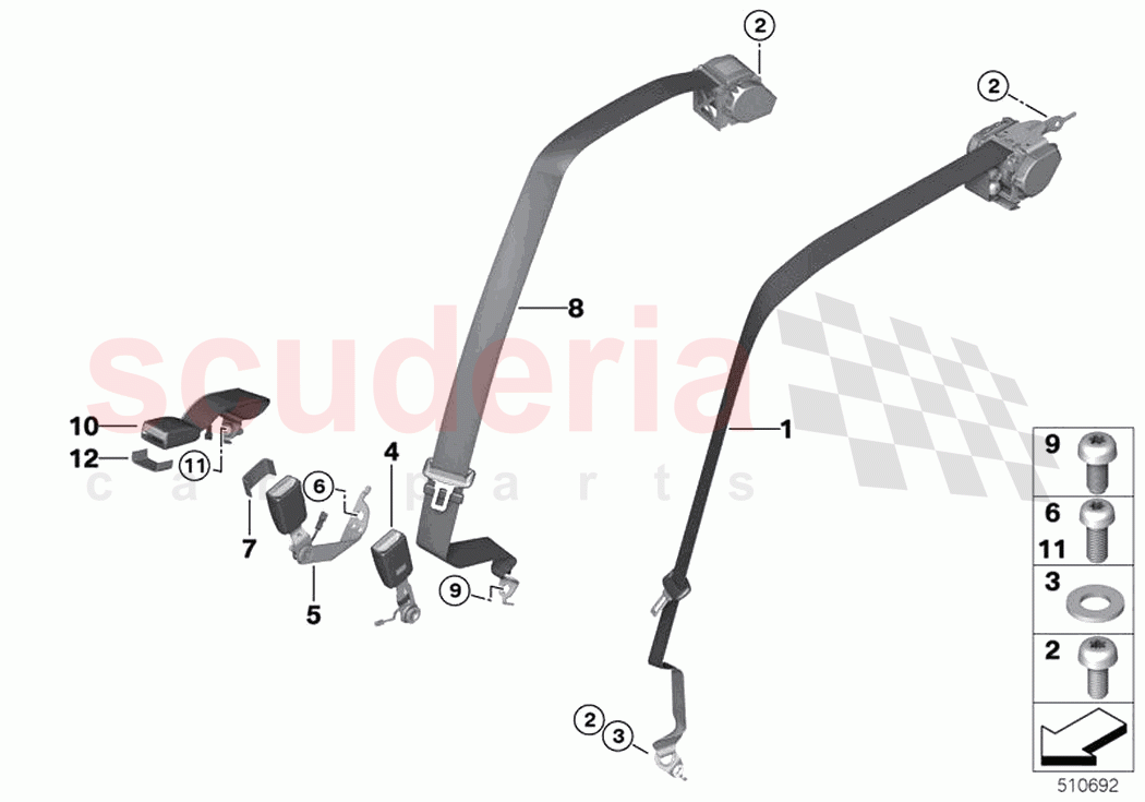 Safety belt rear of Rolls Royce Rolls Royce Phantom Extended RR12(2017-2023)