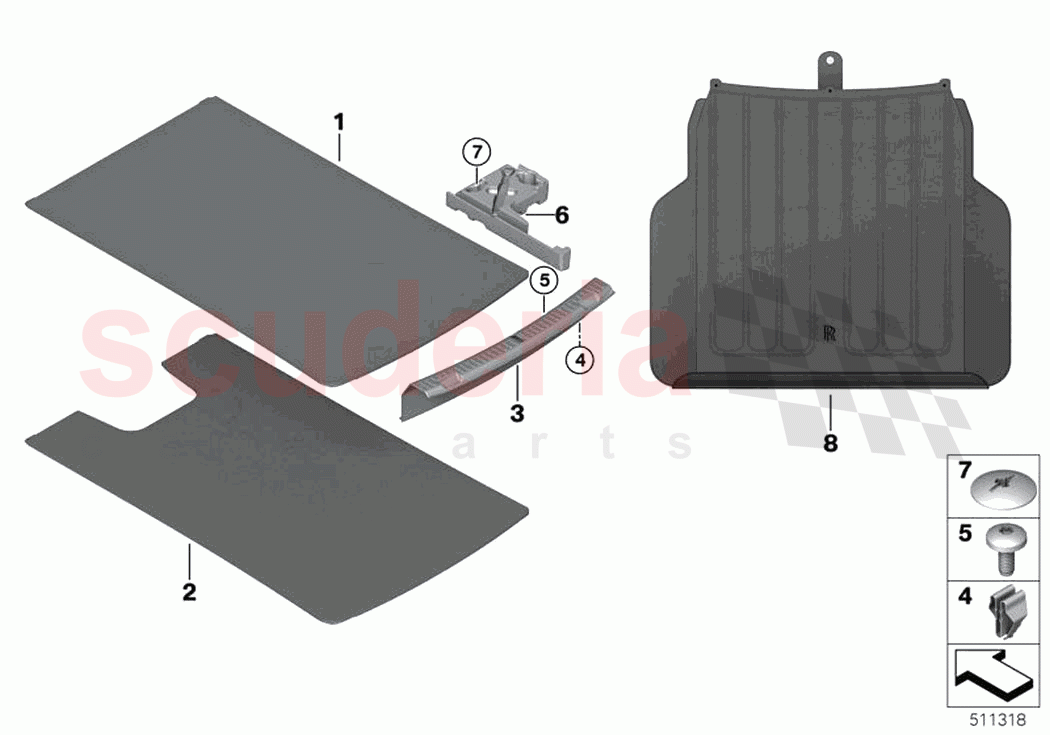 Trim panel trunk floor of Rolls Royce Rolls Royce Phantom Extended RR12(2017-2023)
