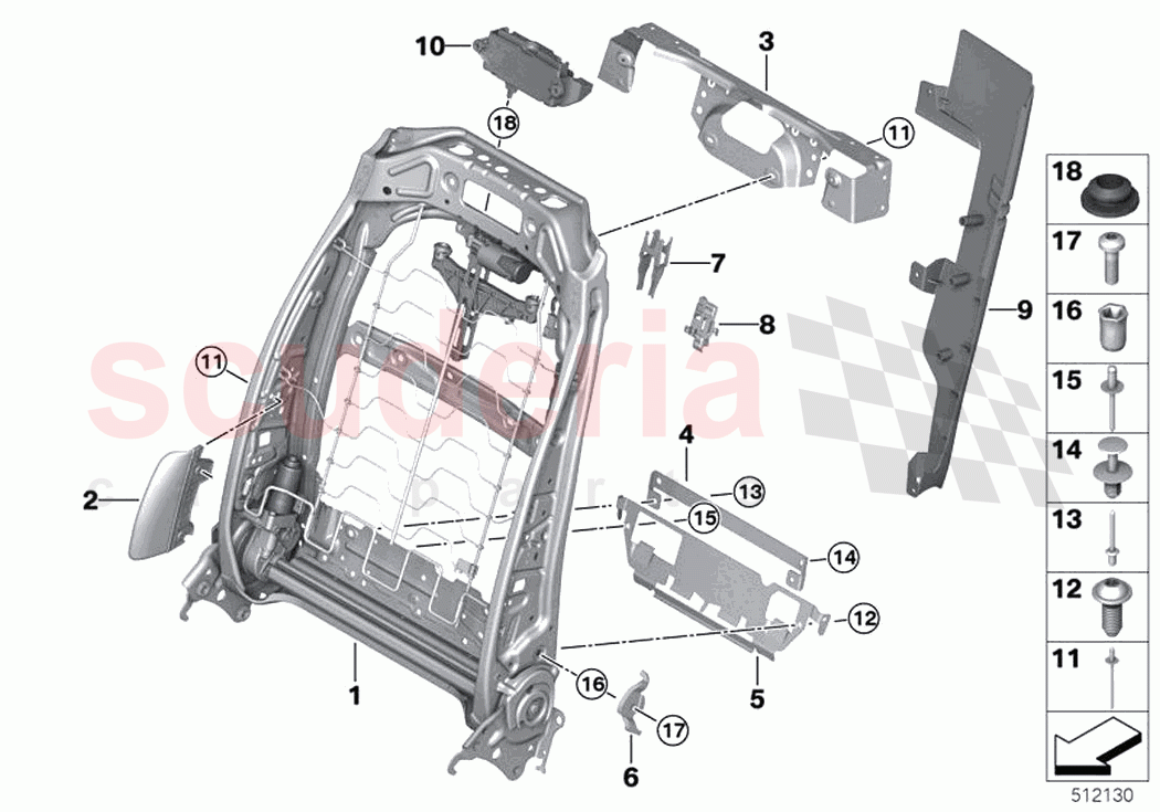 Seat front backrest frame of Rolls Royce Rolls Royce Phantom RR11(2017-2023)
