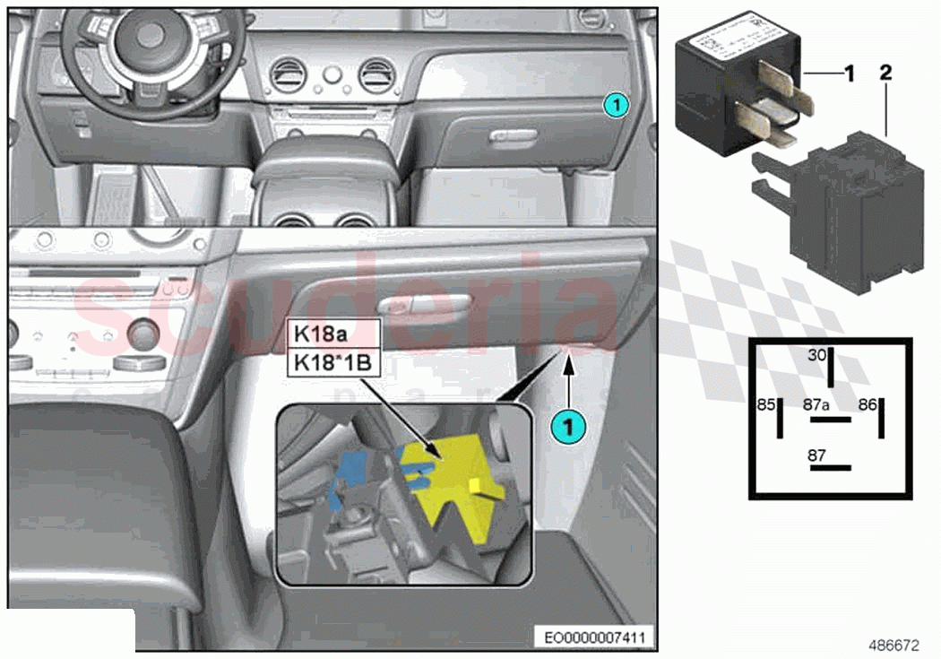 Relay wiper rest position heating K18 of Rolls Royce Rolls Royce Phantom RR11(2017-2023)