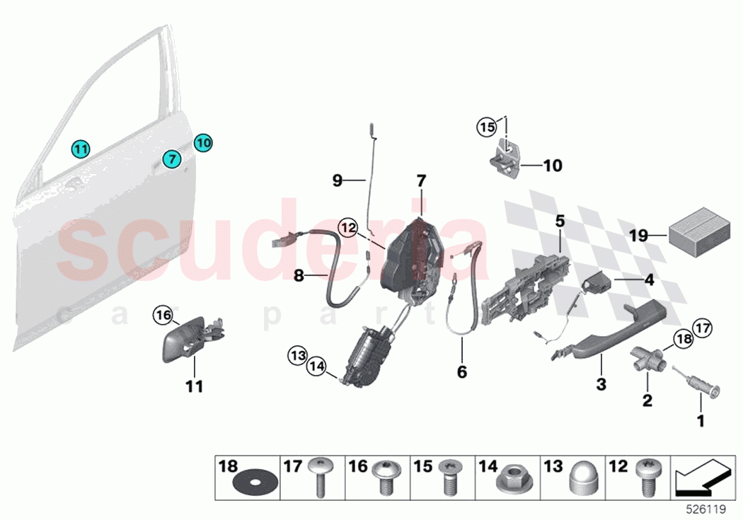 Locking system door front of Rolls Royce Rolls Royce Phantom RR11(2017-2023)