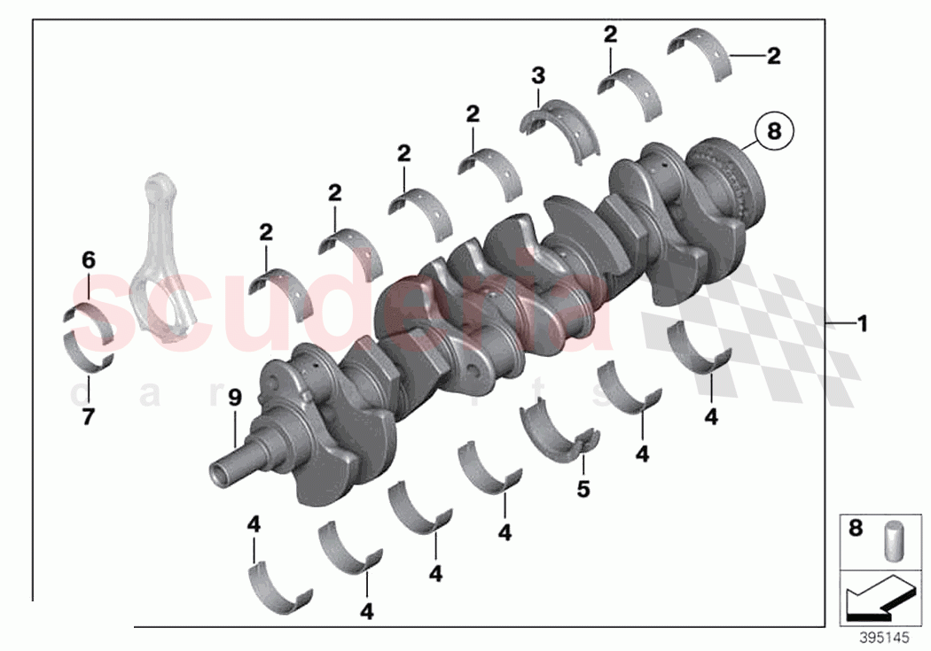 Crankshaft with bearing shells of Rolls Royce Rolls Royce Wraith RR5(2017-2023)