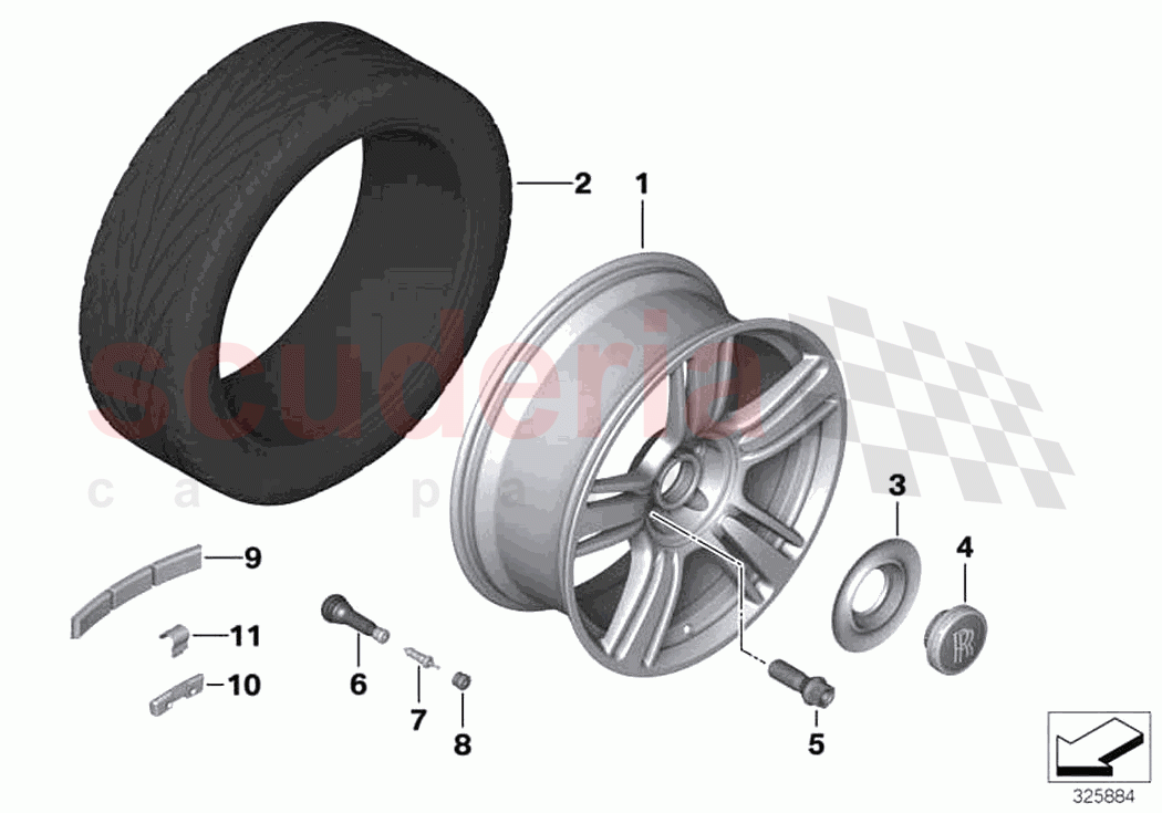 Light alloy wheel styling 602 of Rolls Royce Rolls Royce Wraith RR5(2017-2023)