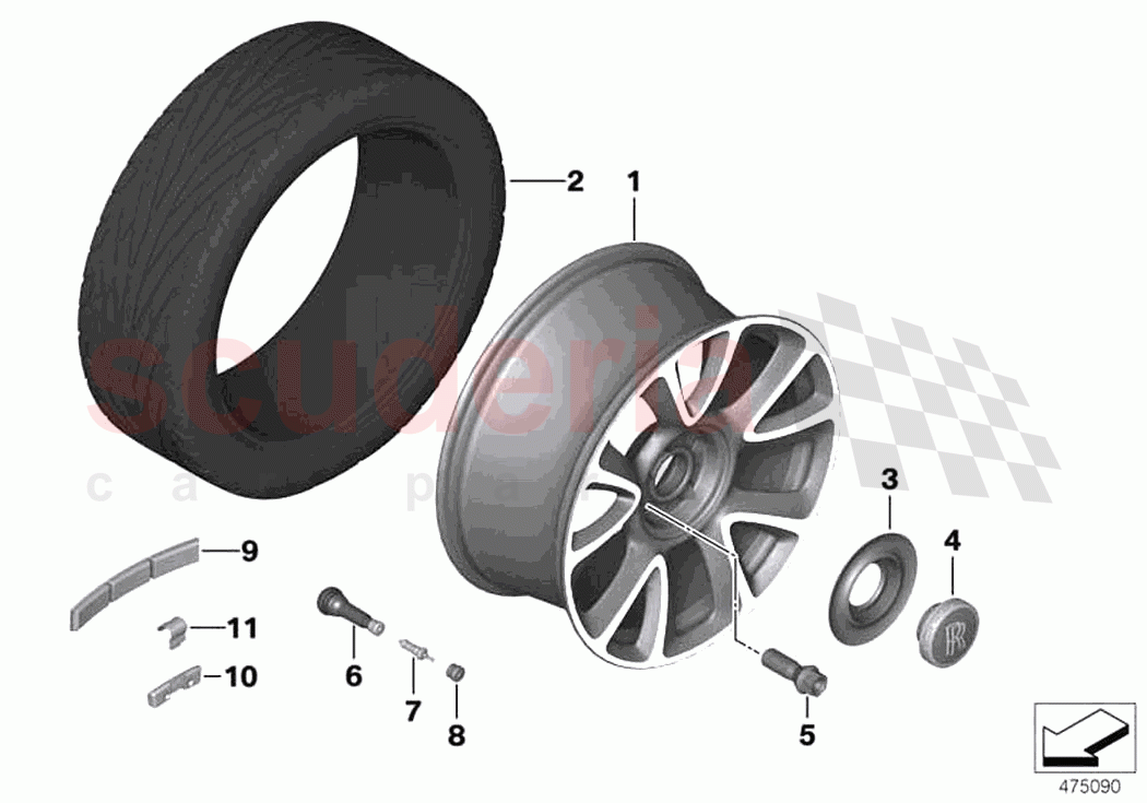 Light alloy wheel styling 670 of Rolls Royce Rolls Royce Wraith RR5(2017-2023)