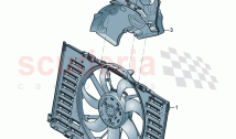 Radiator fan with fan ring and control unit