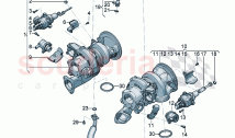 Exhaust gas turbocharger (water-cooled) Oil pressure line Oil return line