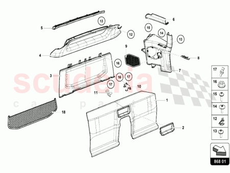 Photo of VERKLEIDUNGSPLATTE HINTEN OBEN LEDERAUSSTATTUNG LIEFERNUMMER…