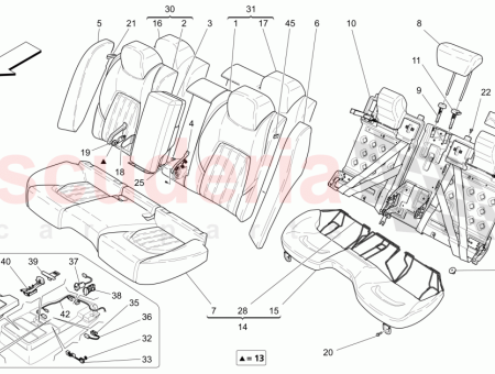 Photo of MITTLERE KOPFST TZE HINTEN V6 LEDERSITZPOLSTERUNG MIT VERTIKALEN…