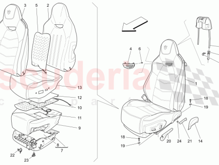 Photo of RECHTE SEITE VORDERSITZR CKENLEHNE GEBOHRTES LEDERFUTTER GEN HTER…