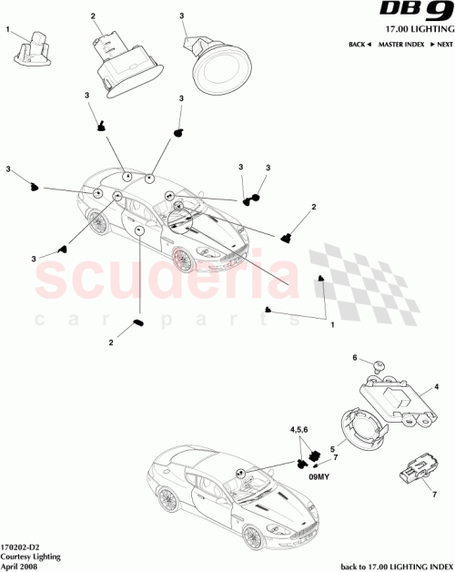 Part Diagram for Aston Martin 8D33-13K705-AA