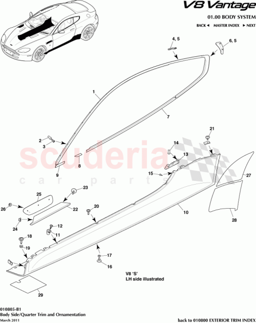 Part Diagram for Aston Martin 6G33-280B84-BA