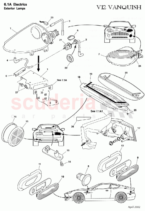 Part Diagram for Aston Martin 1R12-37-10128