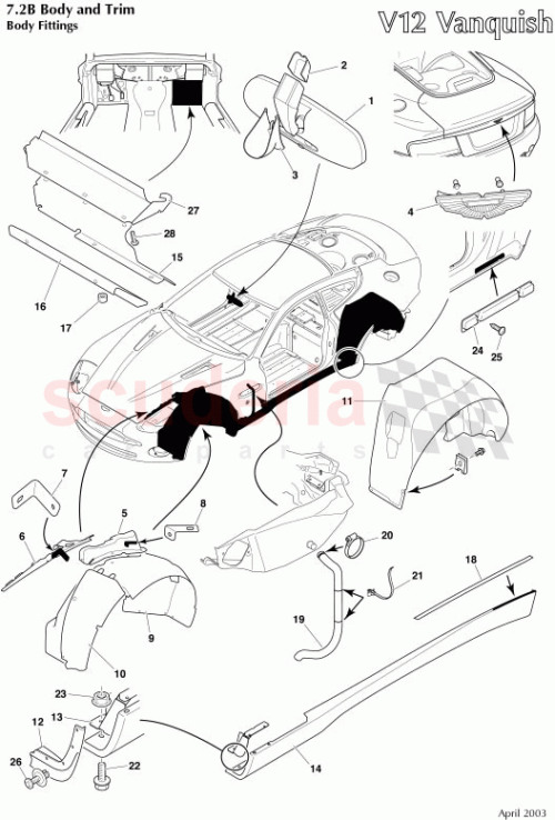 Part Diagram for Aston Martin 1R12-37-10684