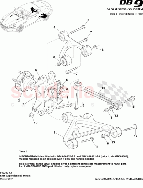 Part Diagram for Aston Martin 4G43-5B551-AA