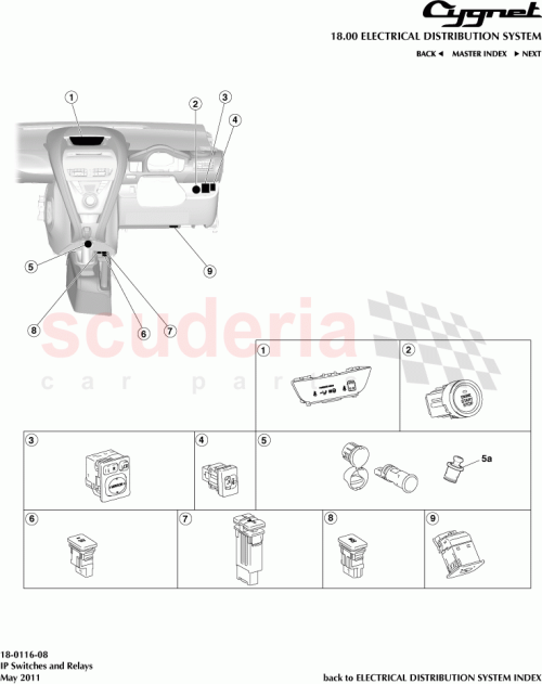 Part Diagram for Aston Martin 89611-02011