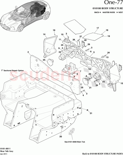 Part Diagram for Aston Martin 55327-0748