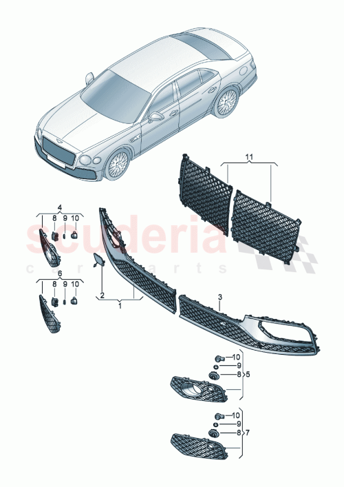 Part Diagram for Bentley 3SE807667AA